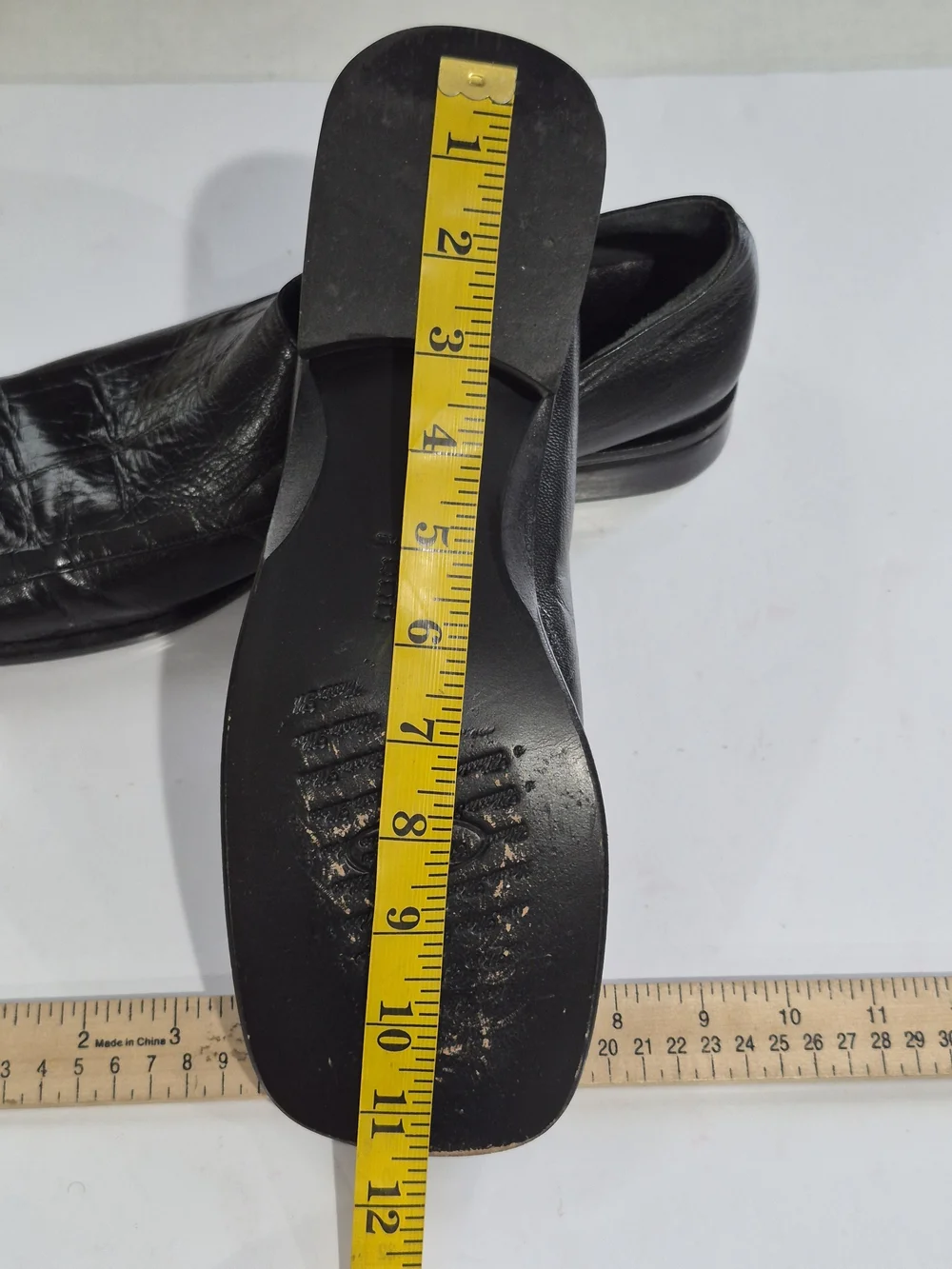 Classic Men's Black Leather Slip-On Loafers Size  10.5-11